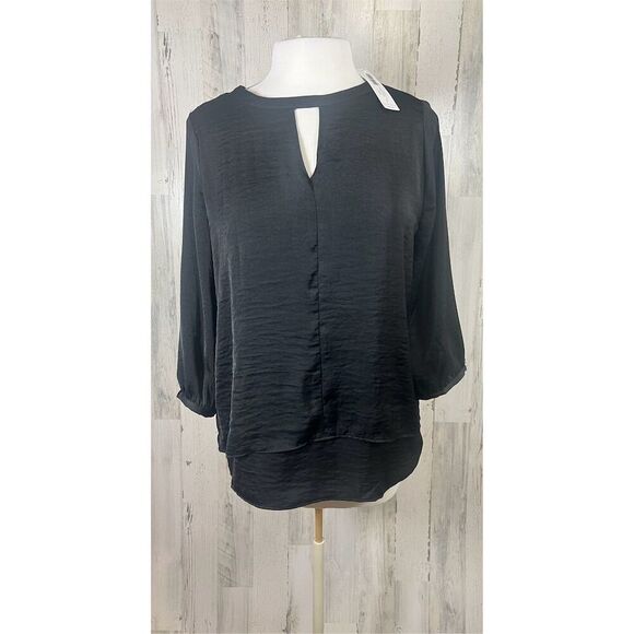 Chico’s Size 1 Black Layered Tunic 3/4 Sleeve New with Tags - Picture 1 of 8